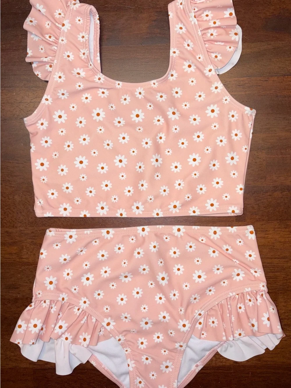 Emerson and Friends Pink Daisy Ruffle 2 piece swimsuit sz 6/7 NWT